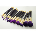 Roxo natural cabelo 15pcs cosméticos maquiagem conjunto de escova